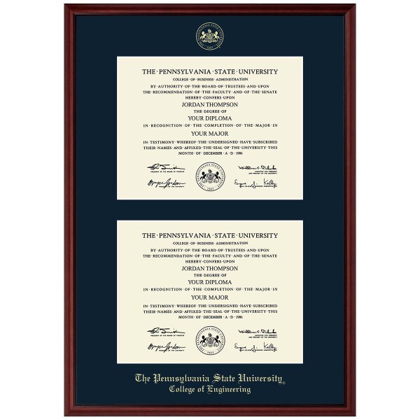 #101 College of Engineering double diploma frame Camby (Mahogany)